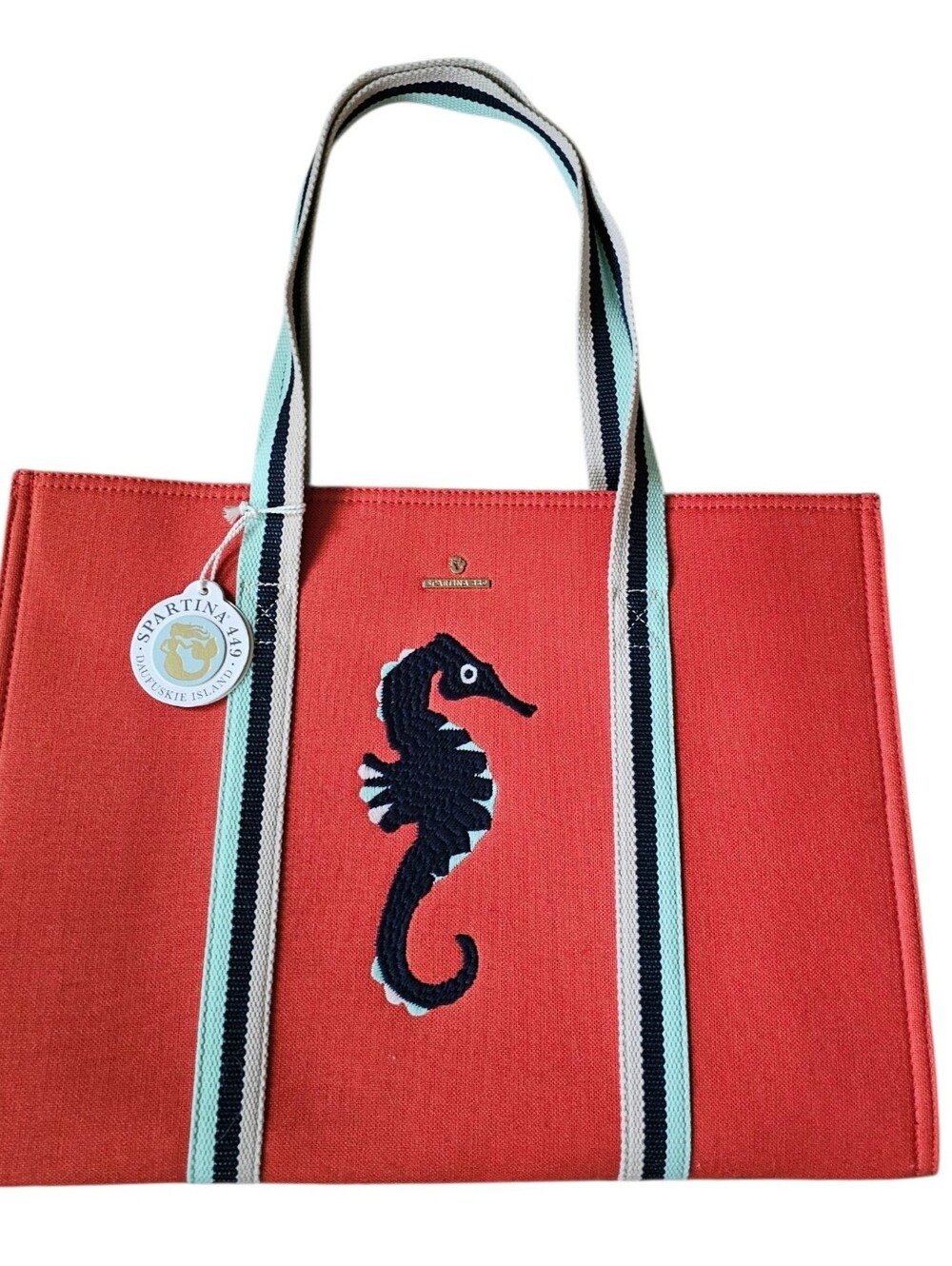 NWT Spartina 449 Embroidered Seahorse Carry All Tote